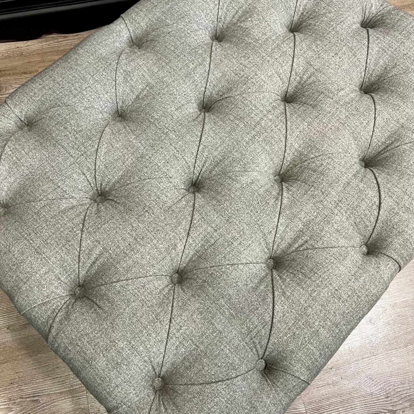 Buttoned Footstool Grey