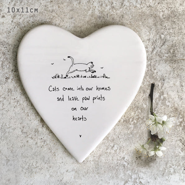 East of India 'Cats Come Into Our Home' Heart Coaster