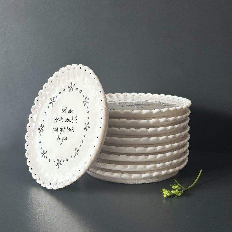 East of India ‘Let Me Drink About It’ Scallop Coaster