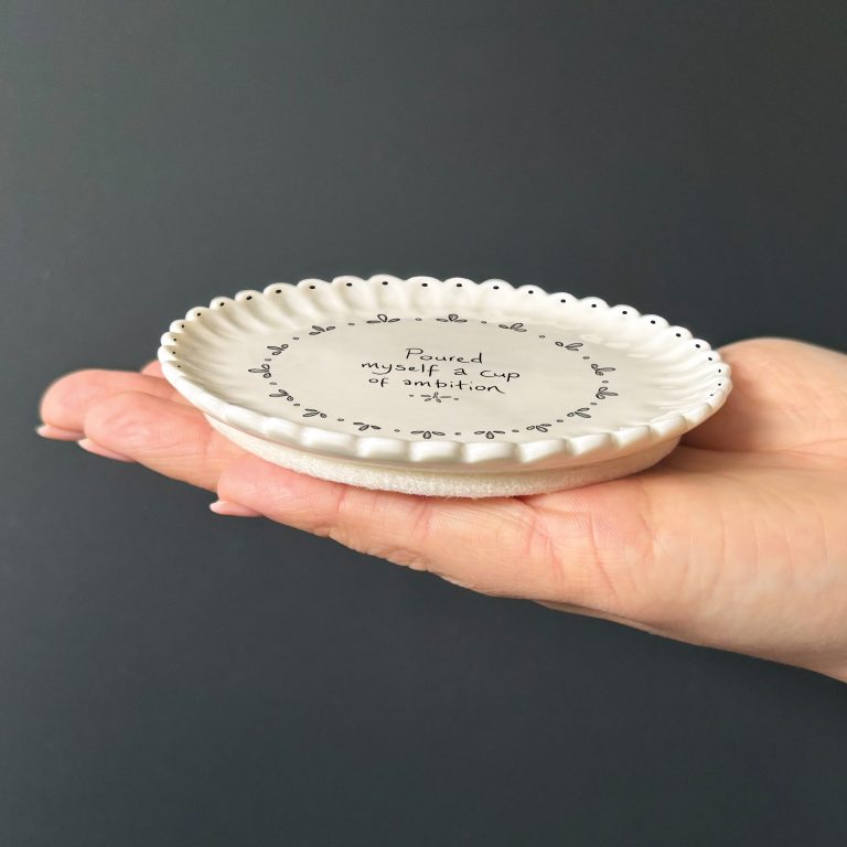 East of India ‘Pour Myself A Cup Of Ambition’ Scallop Coaster