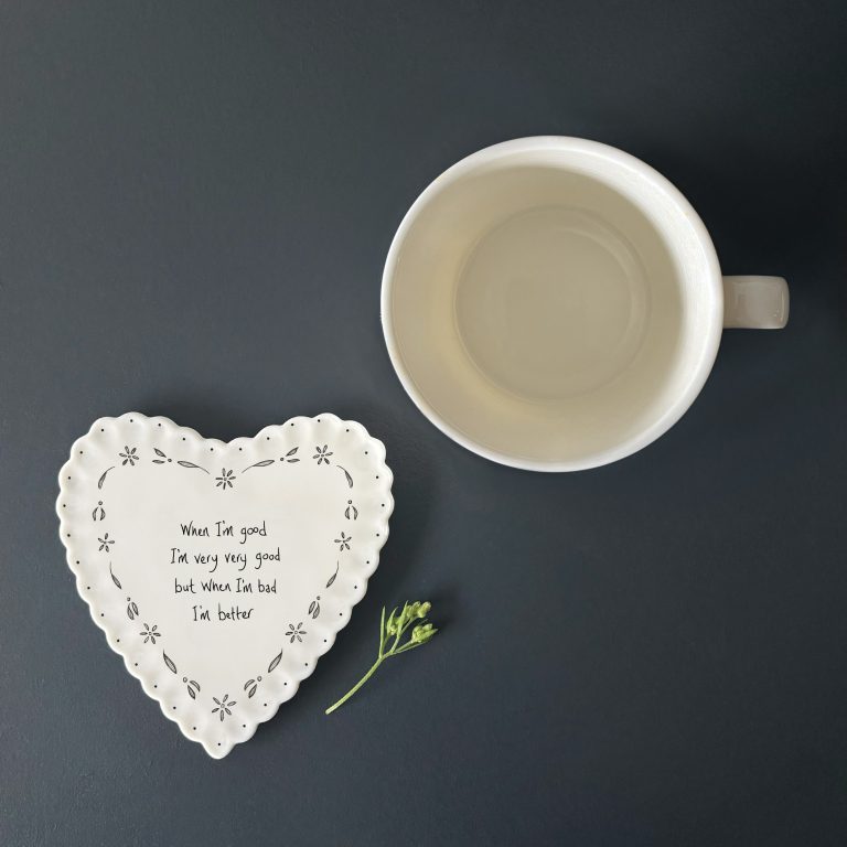 East of India ‘When I’m Good’ Heart Scallop Coaster