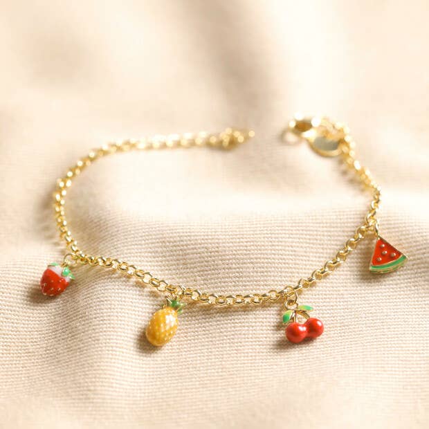 Fruit Charm Bracelet in Gold