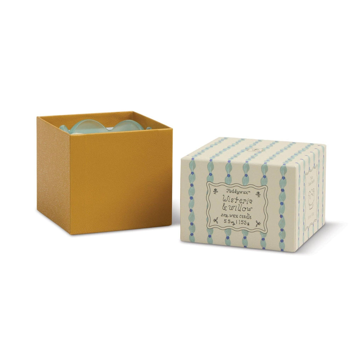 Tulip 5.5oz/155g Blue and Ochre Glass Candle - Wisteria & Willow