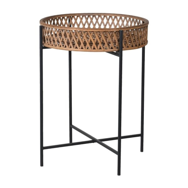 Rattan tray side table