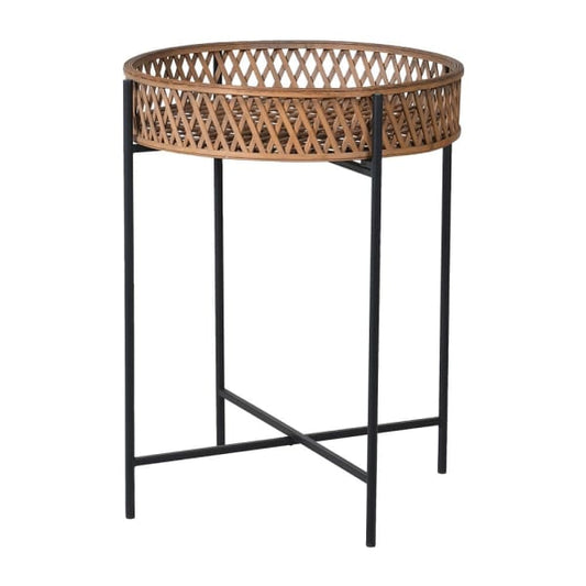 Rattan tray side table