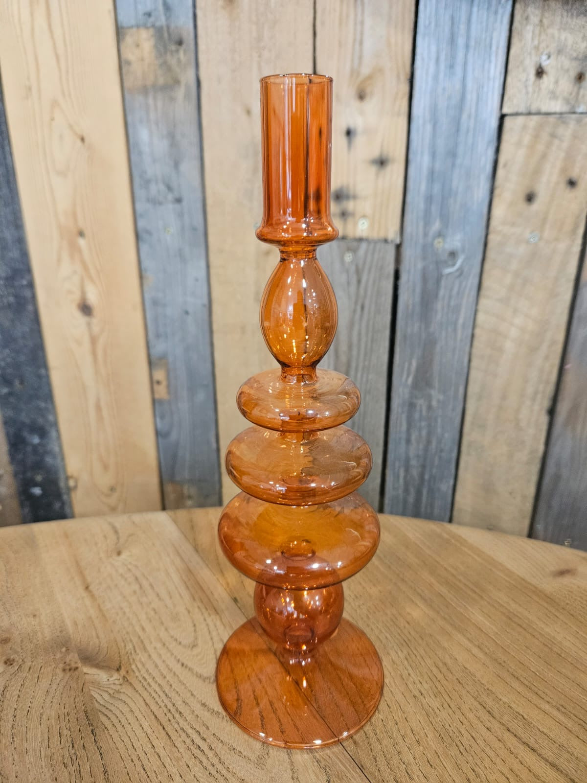 Vintage Style Orange Glass Candle Stick