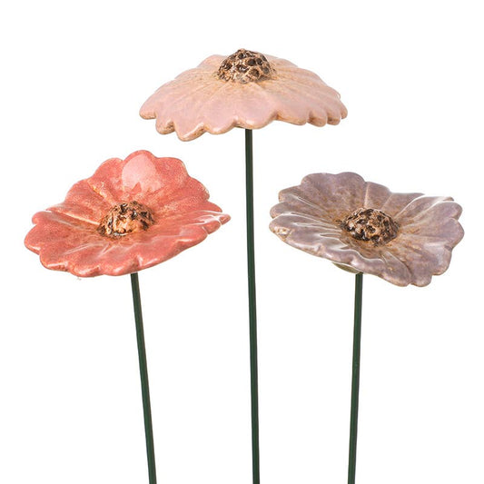 CERAMIC PINK DAISY STAKE MIX 3