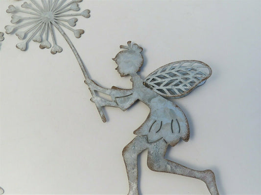 Metal fairy holding flower hanging decoration