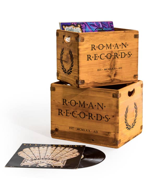 Antiqued Wooden LP Record Storage Boxes