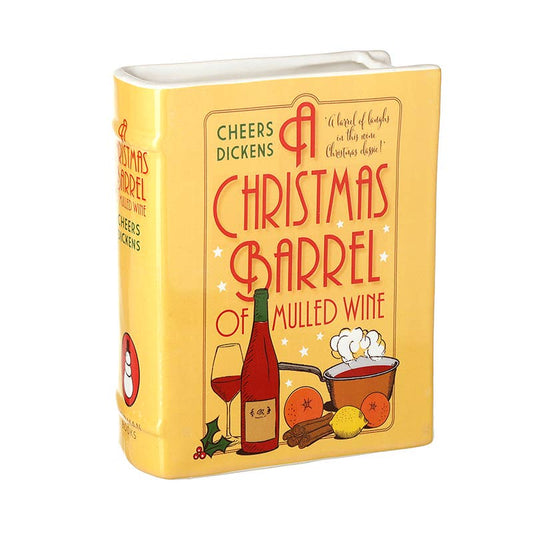 Christmas -CERAMIC CHRISTMAS BARREL COOKBOOK VASE