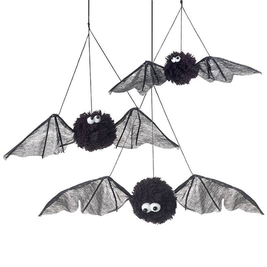 HANGING BLACK BAT DECORATION SET OF 3