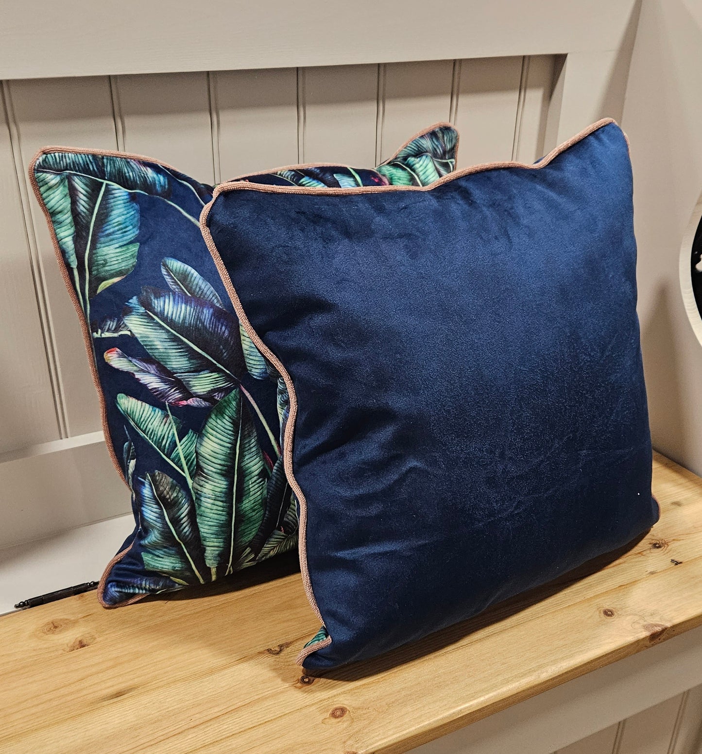 Blue and Green Leafy Cushion