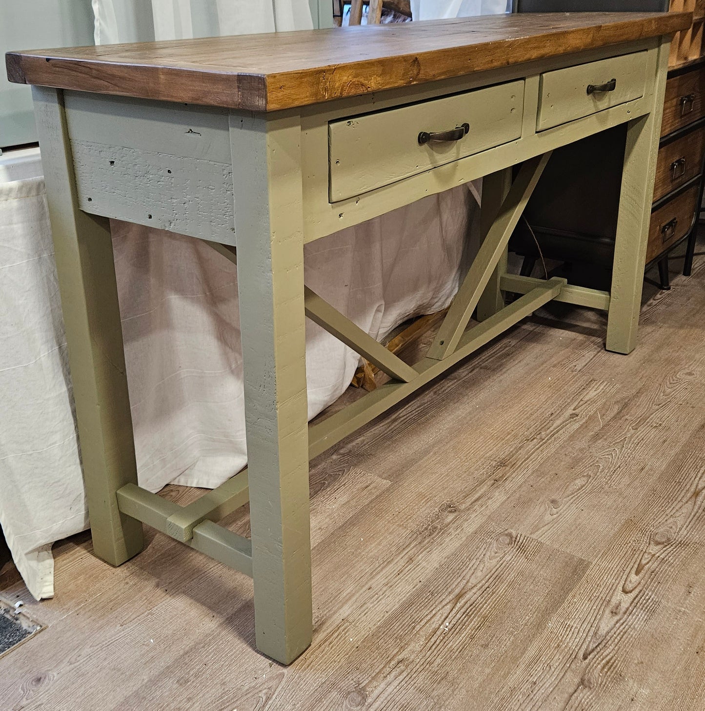 Rustic Console Table in Frenchic Olivia