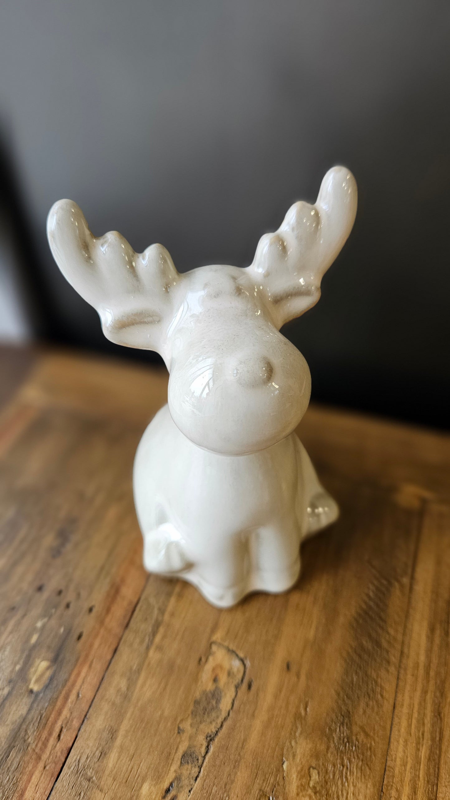 Ceramic Sitting Reindeer Ornament with Beautiful Reactive Glaze