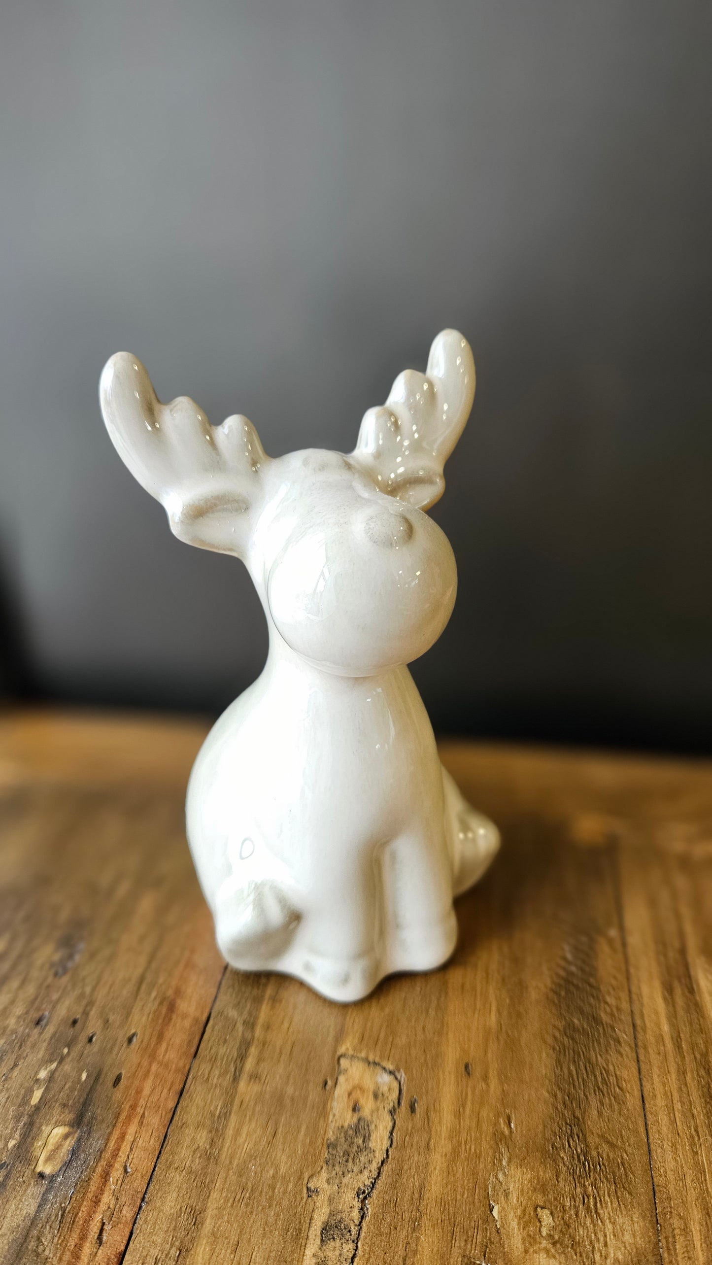 Ceramic Sitting Reindeer Ornament with Beautiful Reactive Glaze