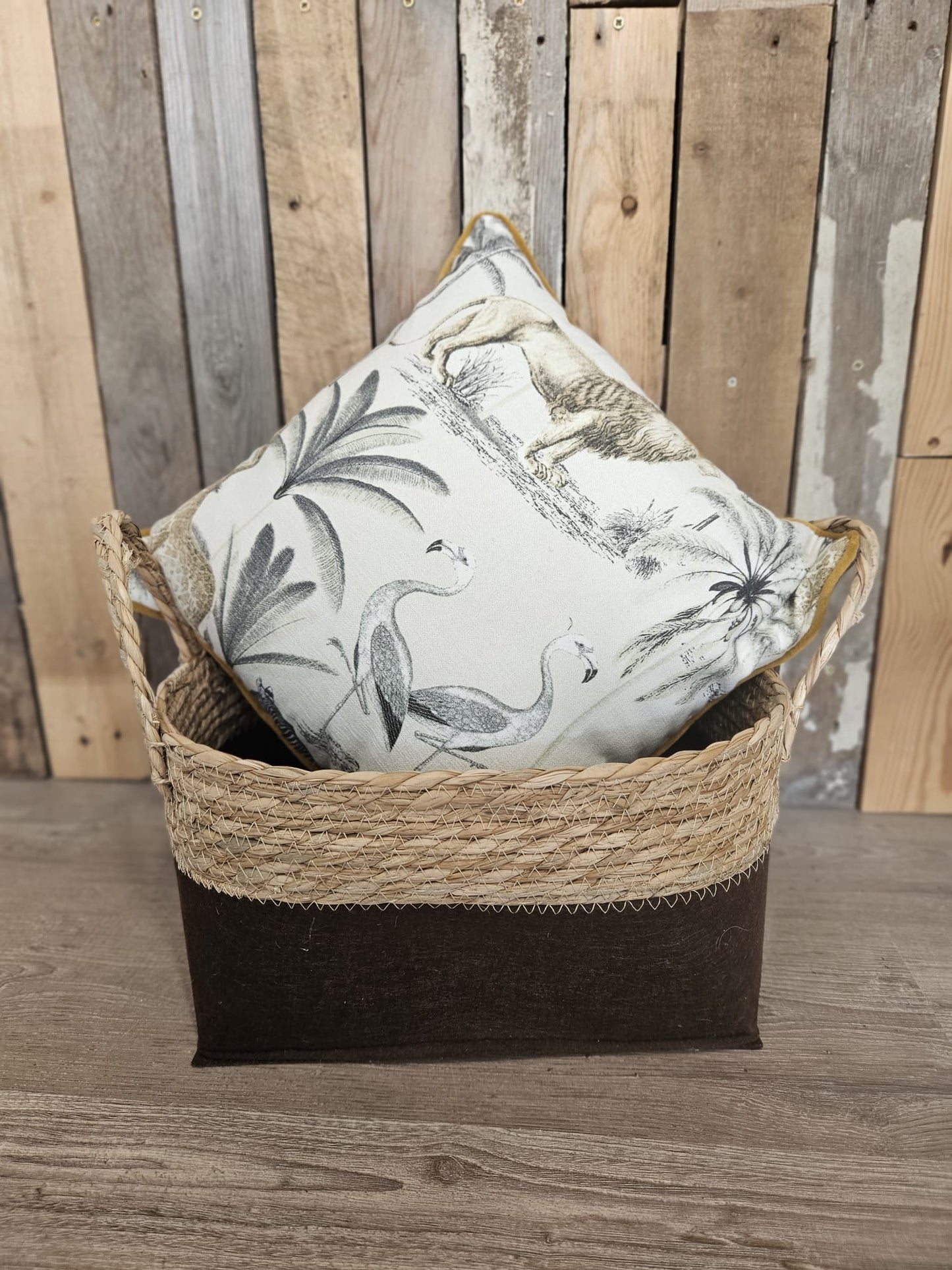 Rattan/Felt Storage Basket