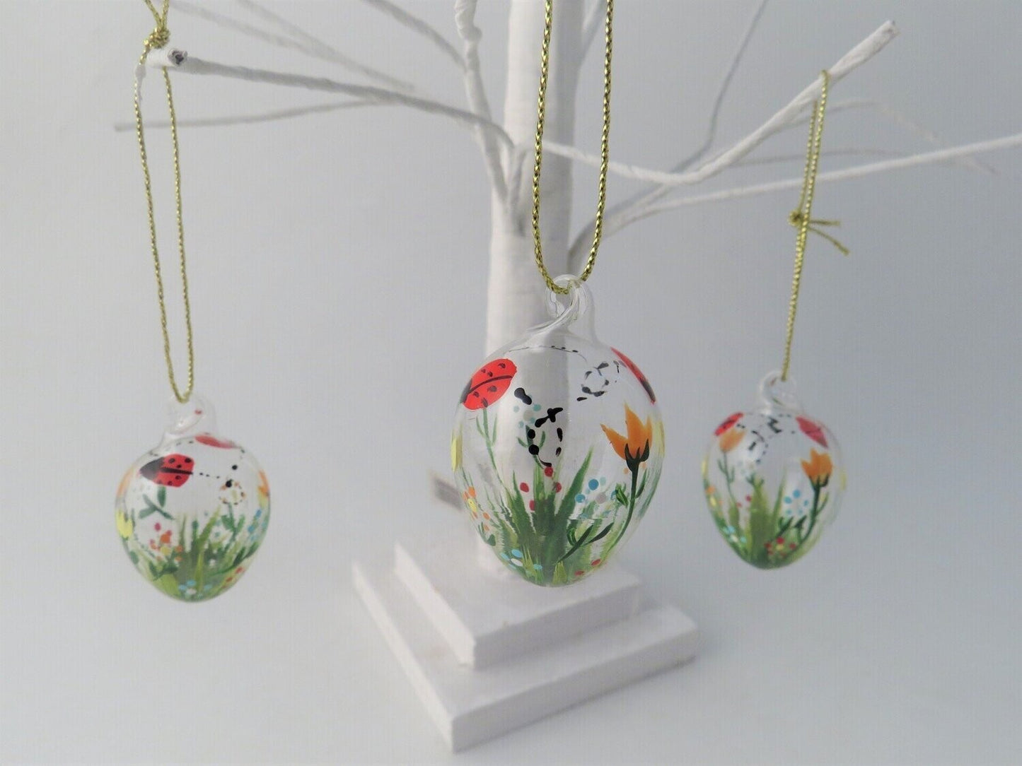 Hand Painted glass egg hanging decoration 5cm
