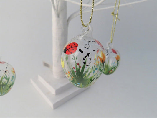 Hand Painted glass egg hanging decoration 5cm