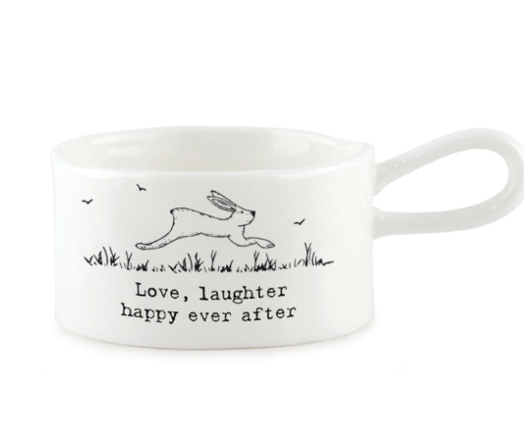 Handled tea light holder- Love, laughter happy ever after