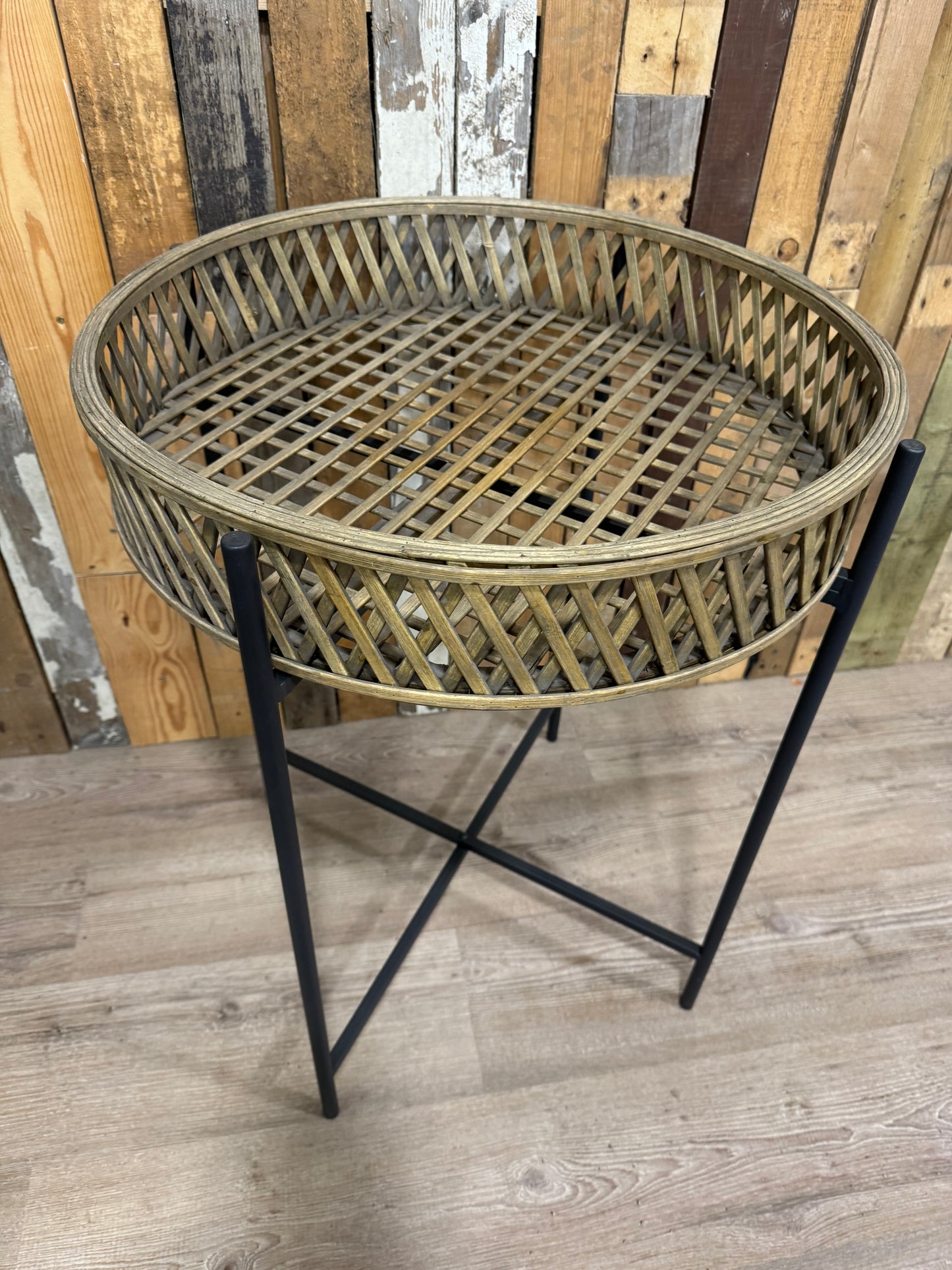 Rattan tray side table