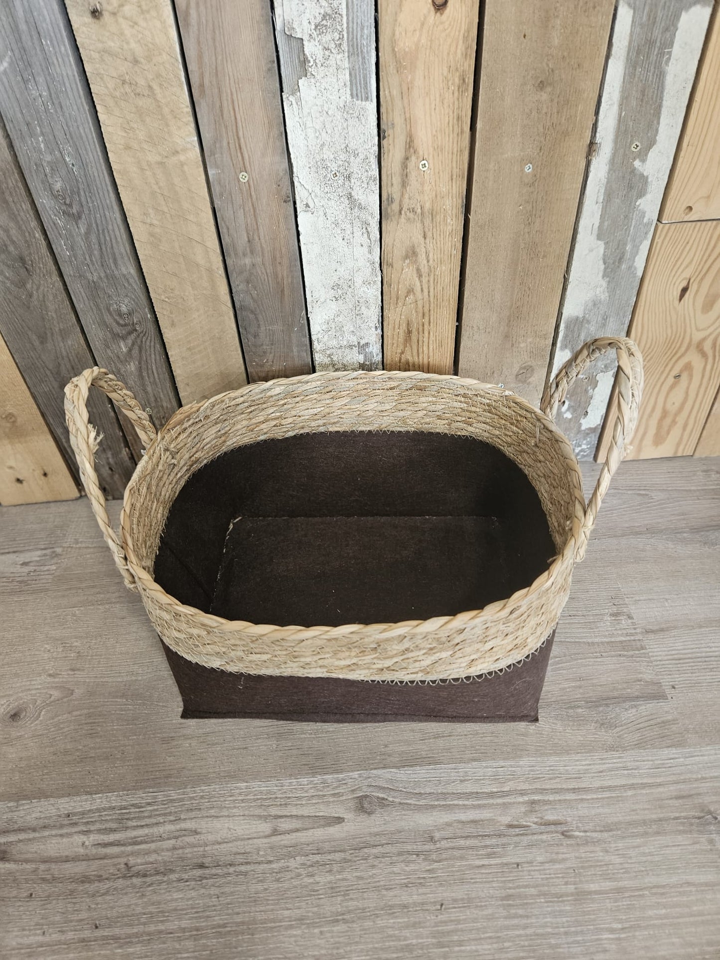 Rattan/Felt Storage Basket