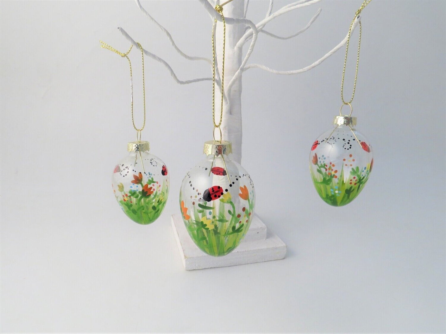 Hand Painted glass egg hanging decoration 6.8cm