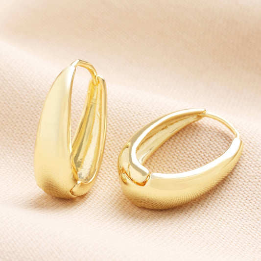 Tapered Oval Hoop Earrings in Gold