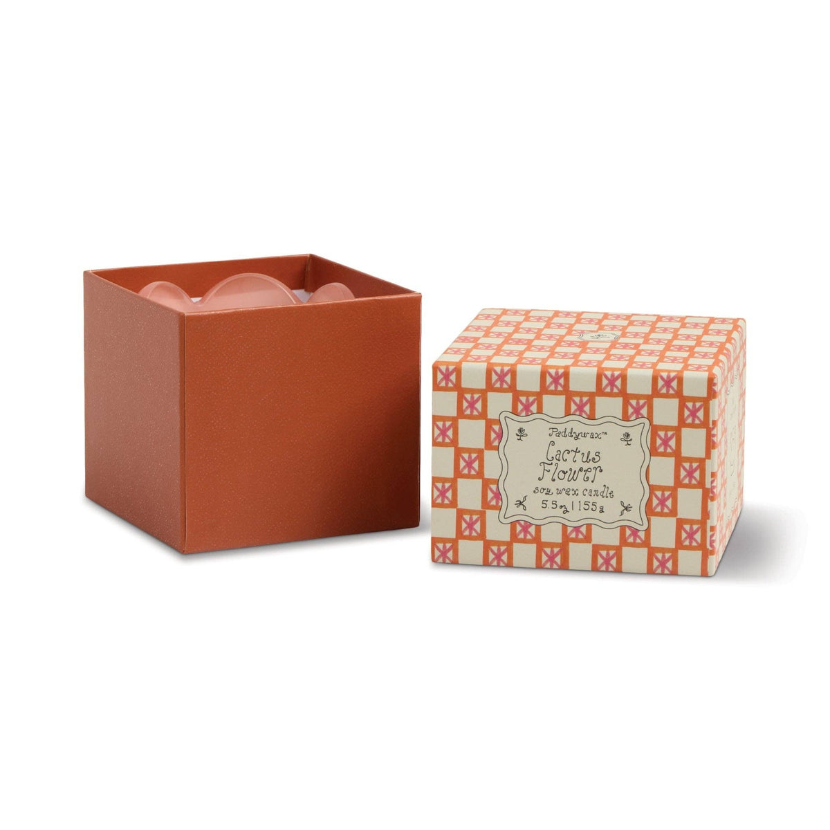 Tulip 5.5oz/155g Pink and Burnt Orange Glass Candle - Cactus Flower