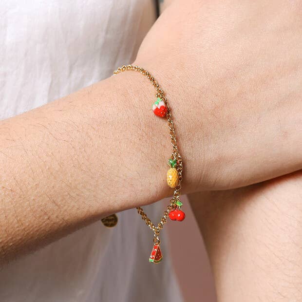 Fruit Charm Bracelet in Gold