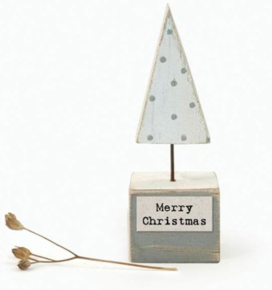 East of India Small Wood Scene Decoration - White Christmas Tree