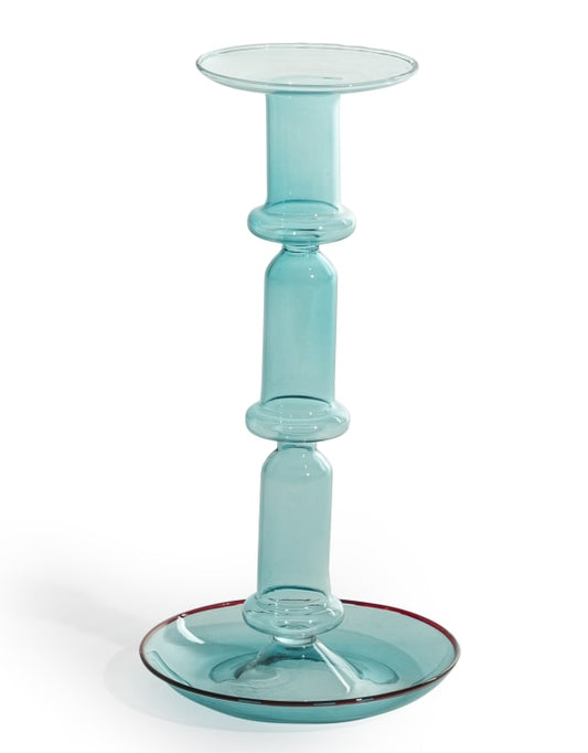 Blue glass candle holder