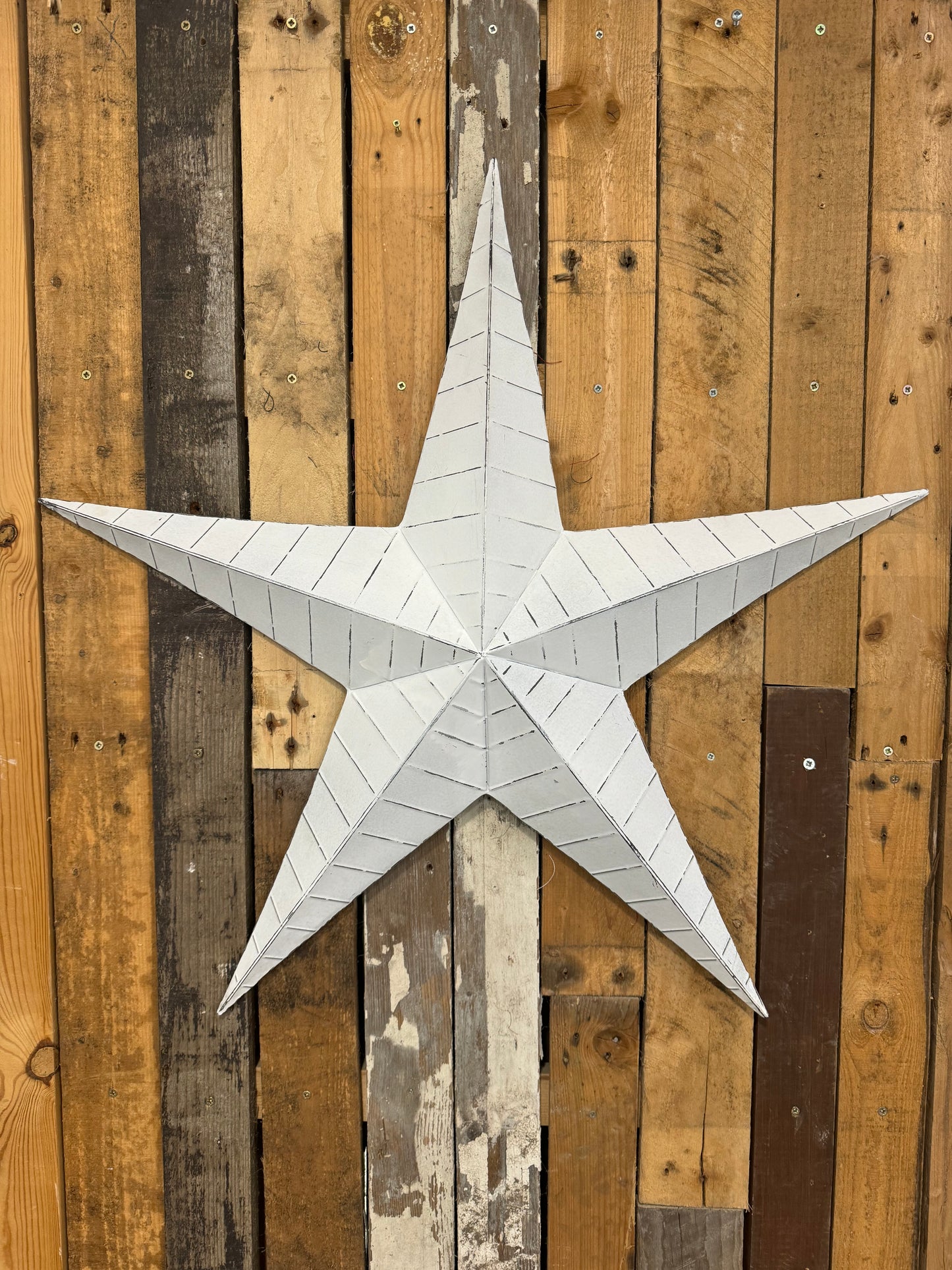 White ribbed Metal Barn Star 74cm