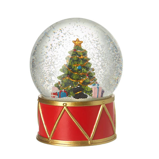 Christmas -CHRISTMAS TREE SNOWGLOBE ON DRUM BASE