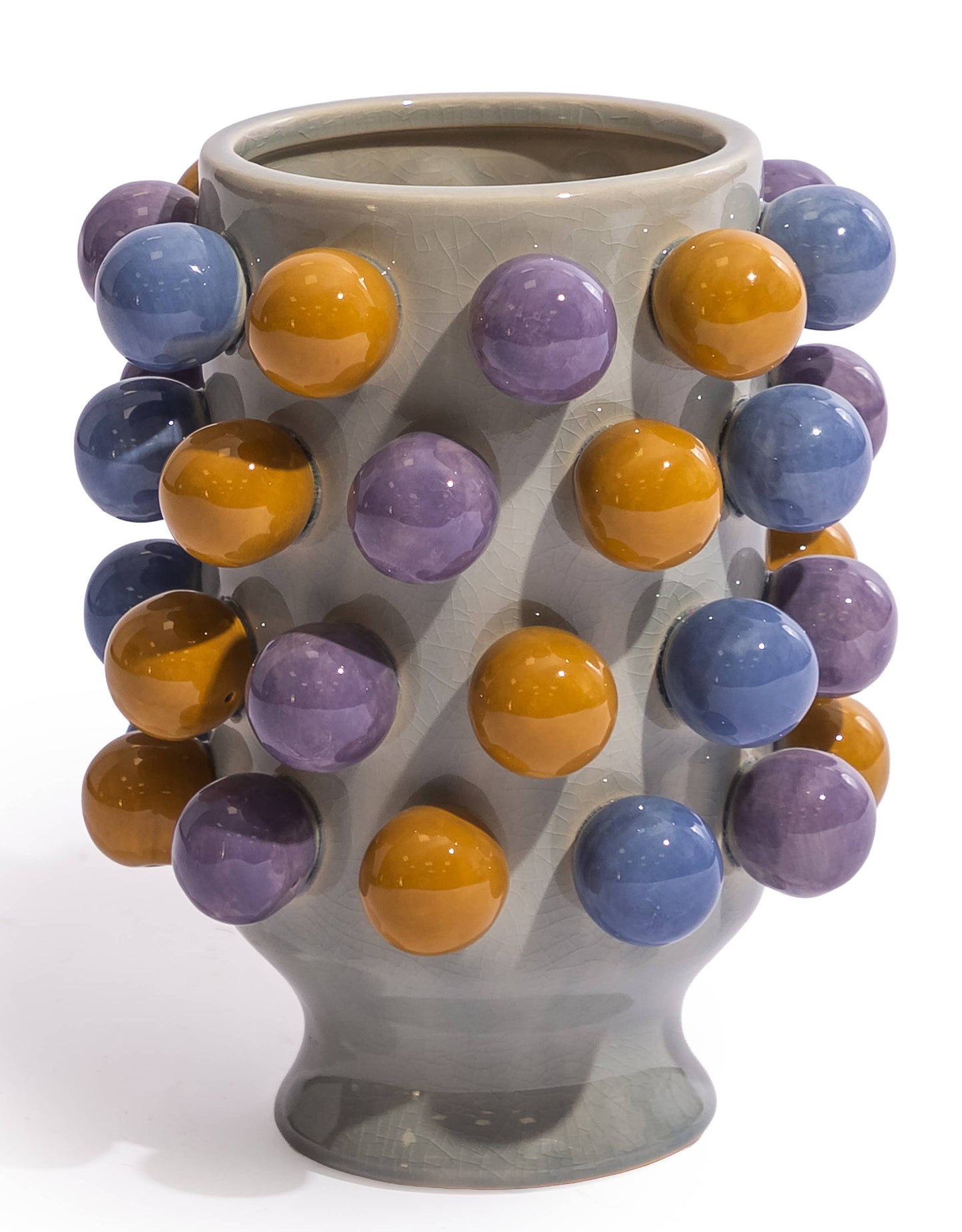 Ceramic Yellow / Blue / Lilac "Pom Pom" Vase