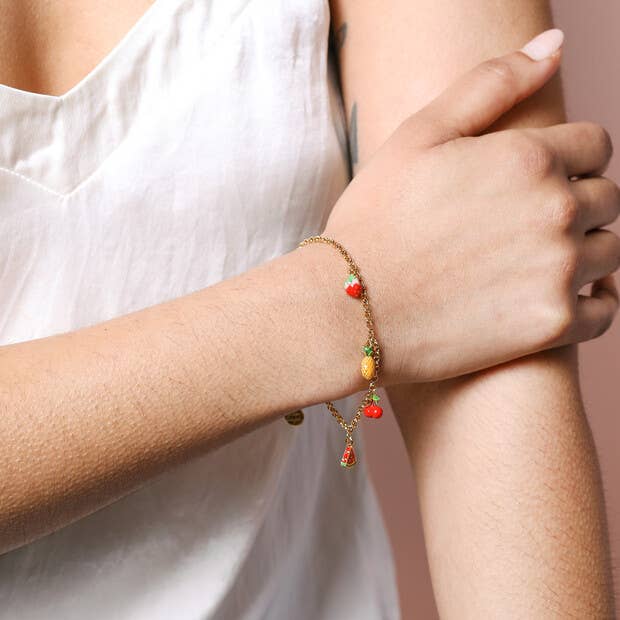 Fruit Charm Bracelet in Gold