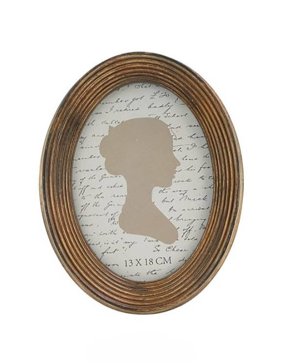Antique Gold Ribbed Oval 5x7" Photo Frame