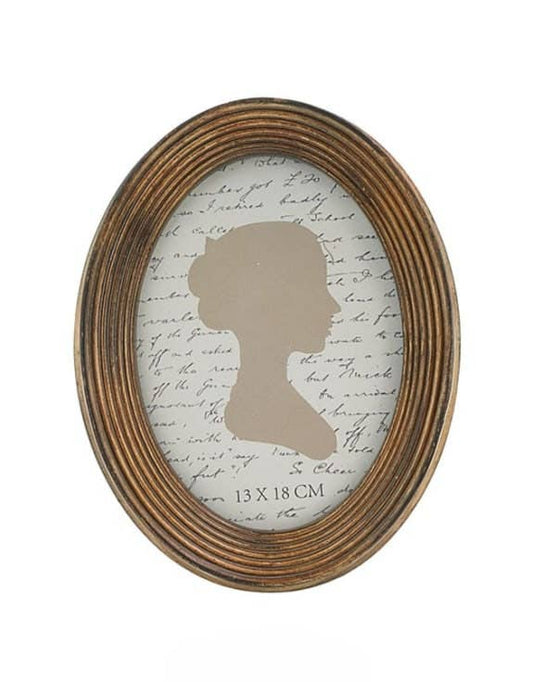 Antique Gold Ribbed Oval 5x7" Photo Frame