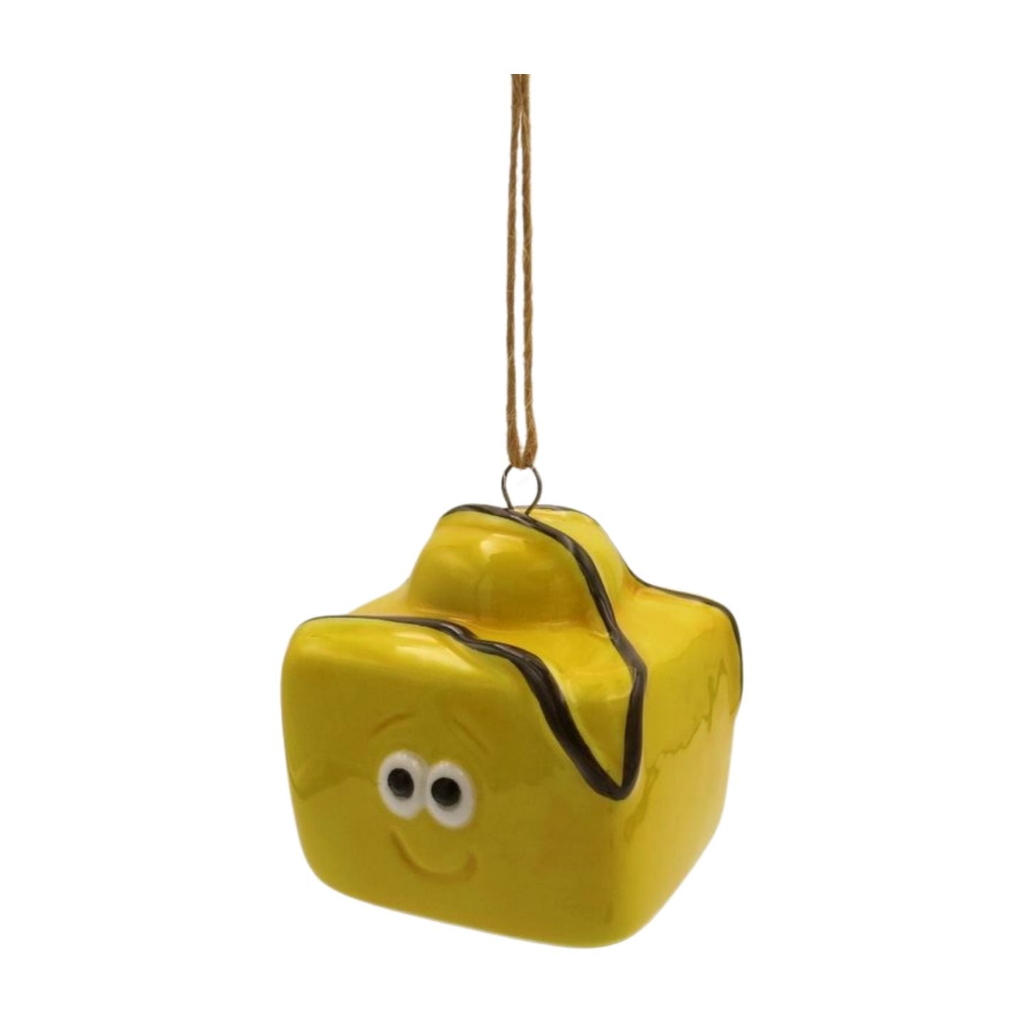 Fun ceramic French fancy cake with face hanging decoration