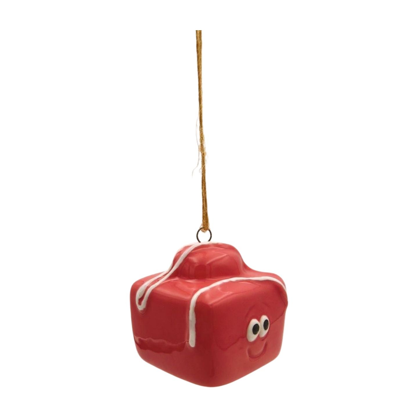 Fun ceramic French fancy cake with face hanging decoration