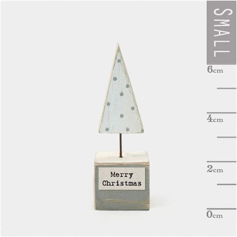 East of India Small Wood Scene Decoration - White Christmas Tree