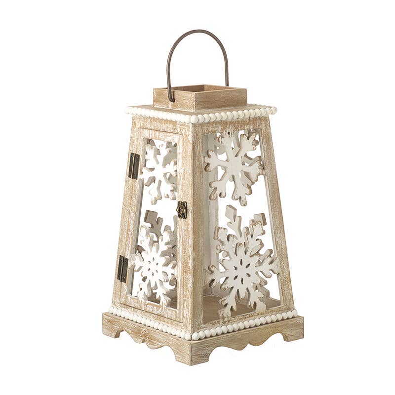 Christmas -SML WOODEN SNOWFLAKE LANTERN (wwT)