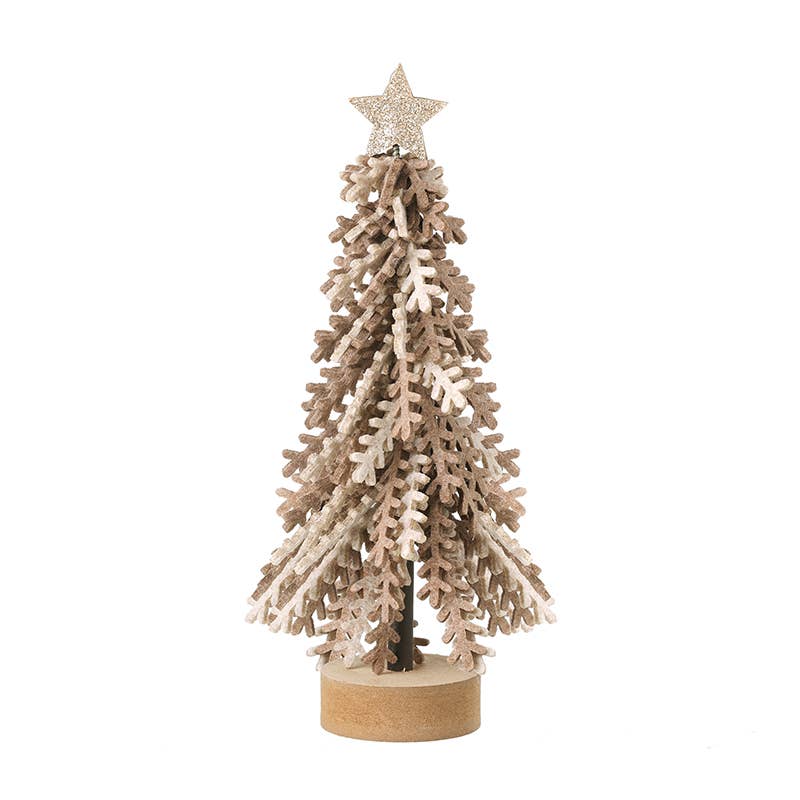 Christmas  -TWISTED BROWN LEAF FELT TREE (aT)