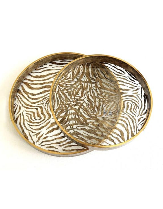 Gold Zebra Patterned Serving Trays