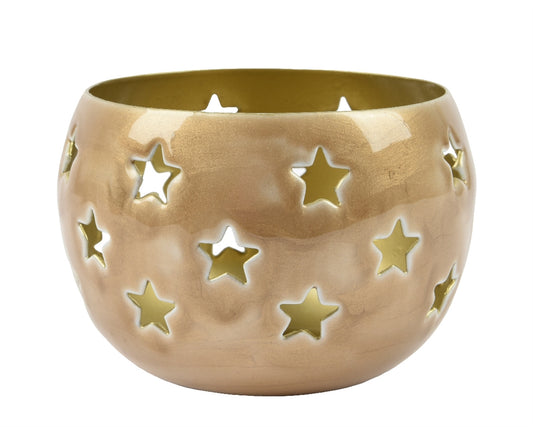 Round Iron Tealight Holder With Stars