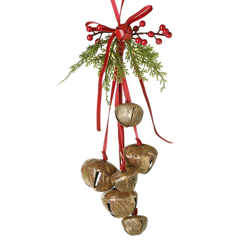 Christmas  -CHRISTMAS BELLS RED RIBBON HANGER (trT)
