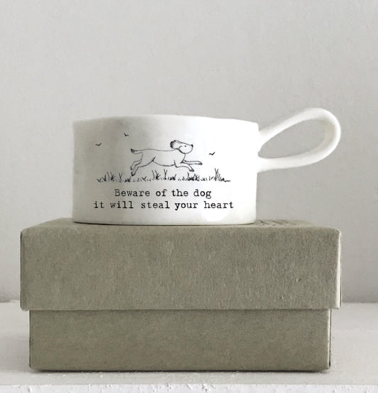 Handled tea light holder- Beware of the dog