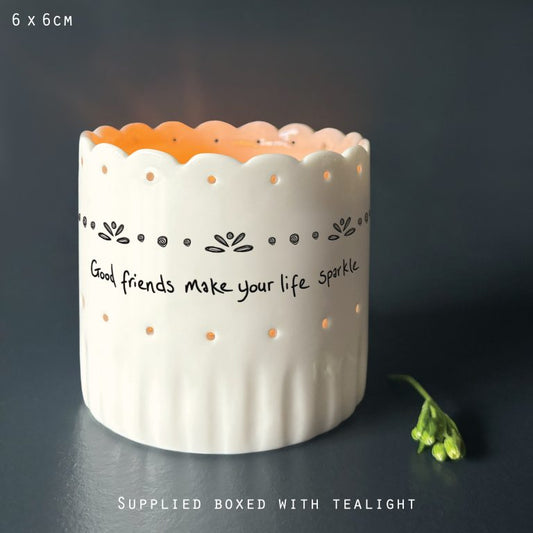 East of India ‘Good Friends Sparkle’ Scallop Tea Light Holder