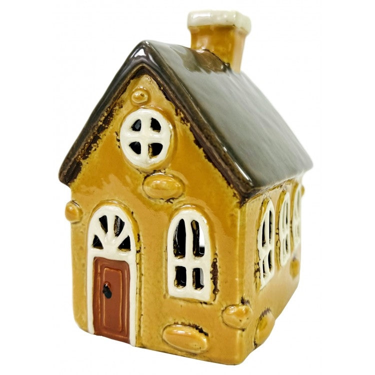 Yellow House Ceramic Pottery Tealight Holder