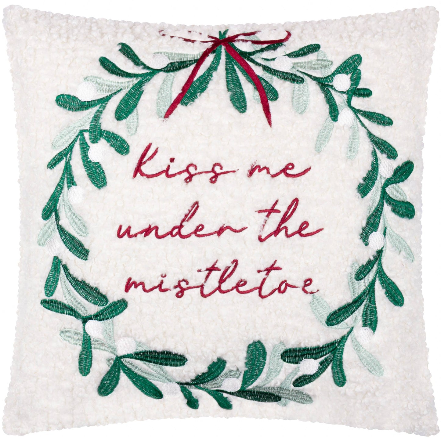 Mistletoe Wreath Embroidered Cushion Multicolour