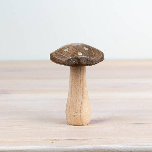 Wooden Brown Mushroom, 12cm
